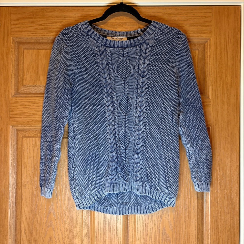 NorthStyle Women's Blue Cable Knit Sweater